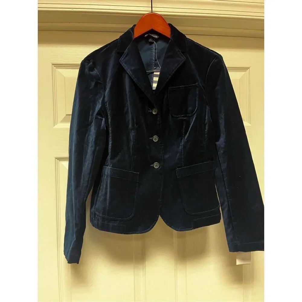 Lands End Teal Blue Three Button Blazer Jacket sz 8 NWT